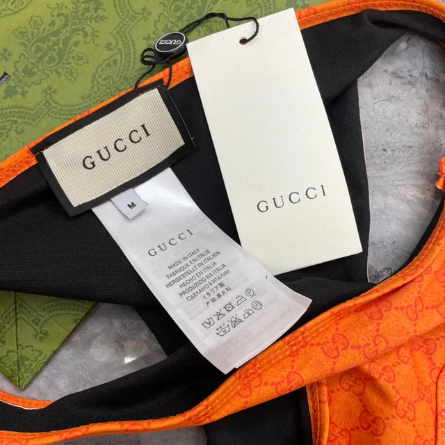 Gucci Orange Monogram-Print Halter-Neck Swimwear 2
