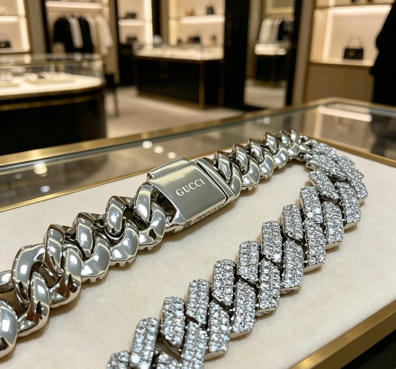 Gucci Pavé-Diamond Curb-Link Chain নেকলেস 3
