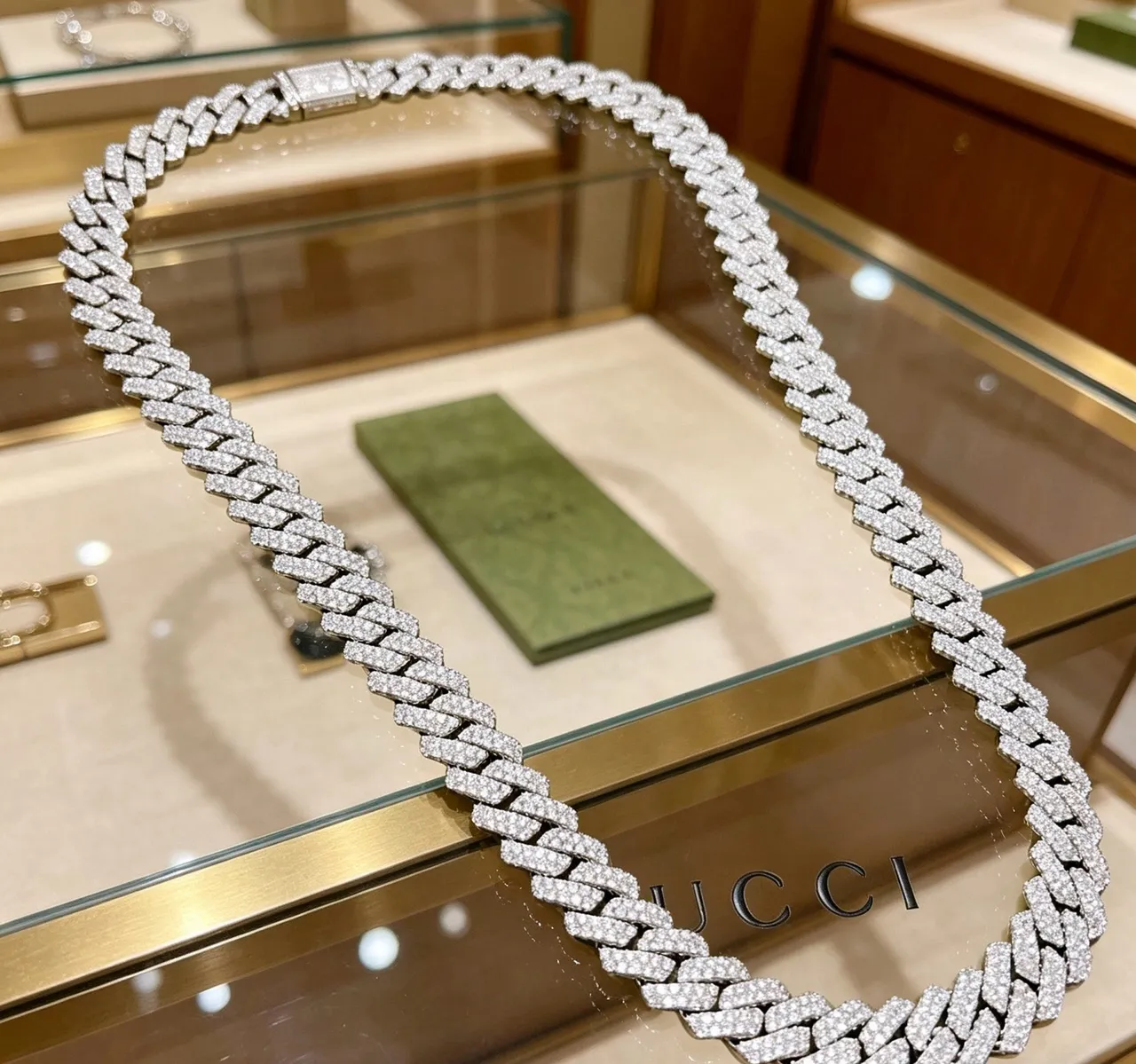 Gucci Pavé-Diamond Curb-Link Chain নেকলেস 4