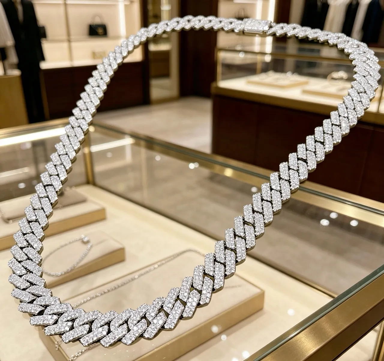 Gucci Pavé-Diamond Curb-Link Chain নেকলেস 6