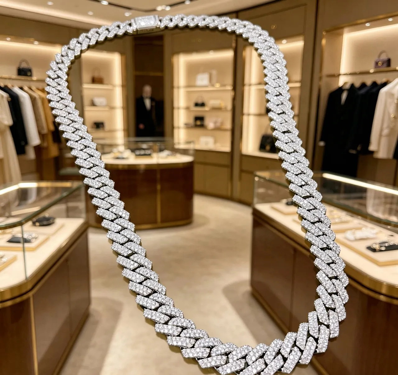 Gucci Pavé-Diamond Curb-Link Chain নেকলেস 7