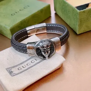 Gucci Pharaoh Medallion Braided Leather Bracelet