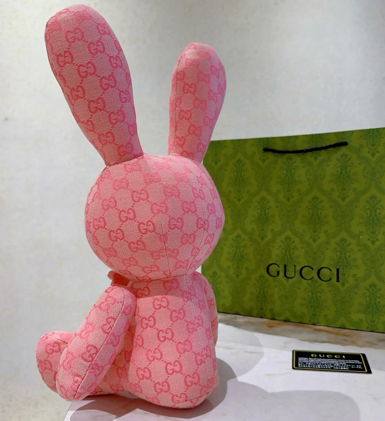 Gucci गुलाबी GG Monogram कपड़ा नरम भरा हुआ खिलौना हैंडबैग 4