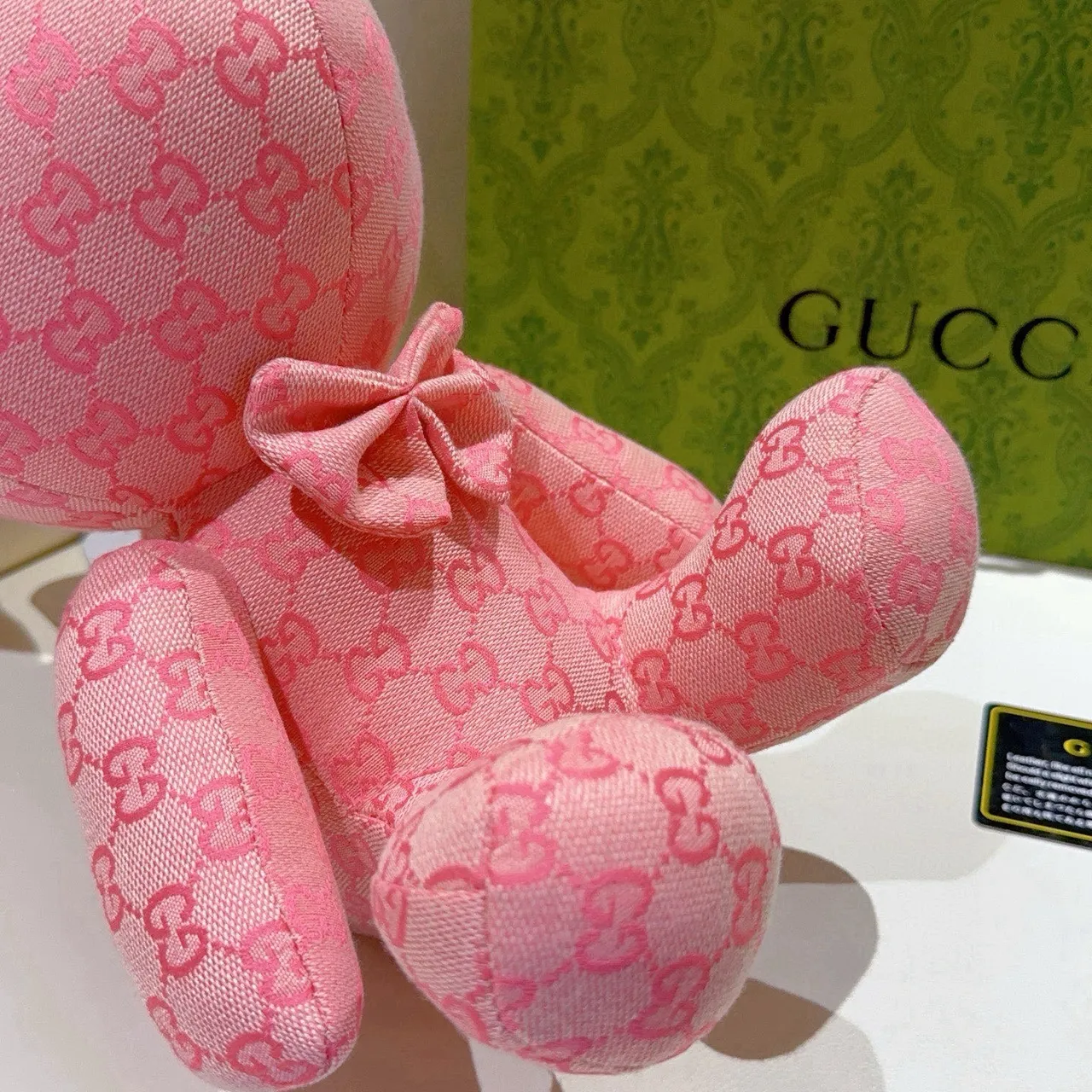 Gucci गुलाबी GG Monogram कपड़ा नरम भरा हुआ खिलौना हैंडबैग 5