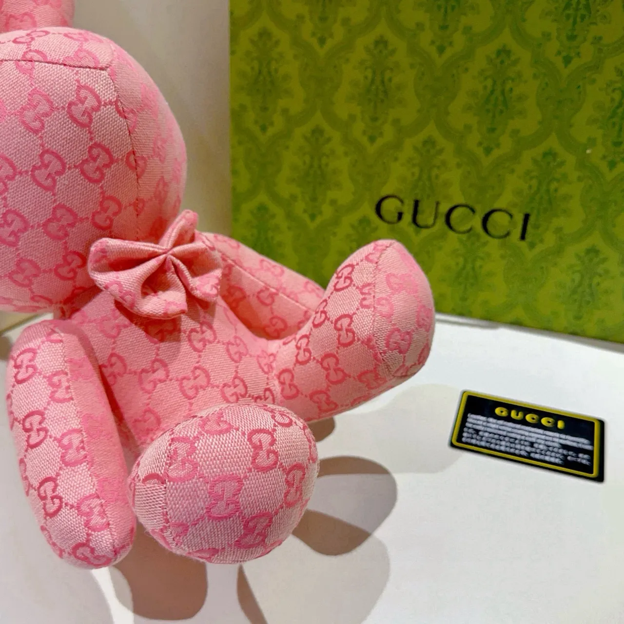 Gucci गुलाबी GG Monogram कपड़ा नरम भरा हुआ खिलौना हैंडबैग 7