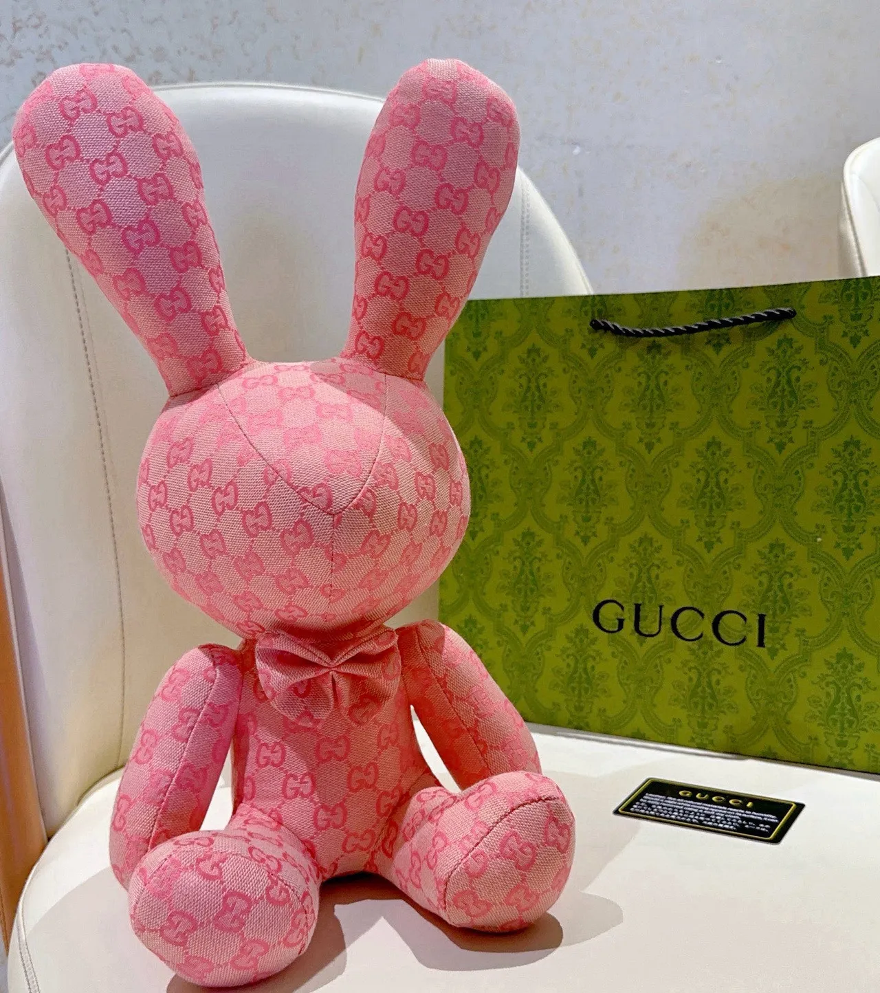 Gucci गुलाबी GG Monogram कपड़ा नरम भरा हुआ खिलौना हैंडबैग 8