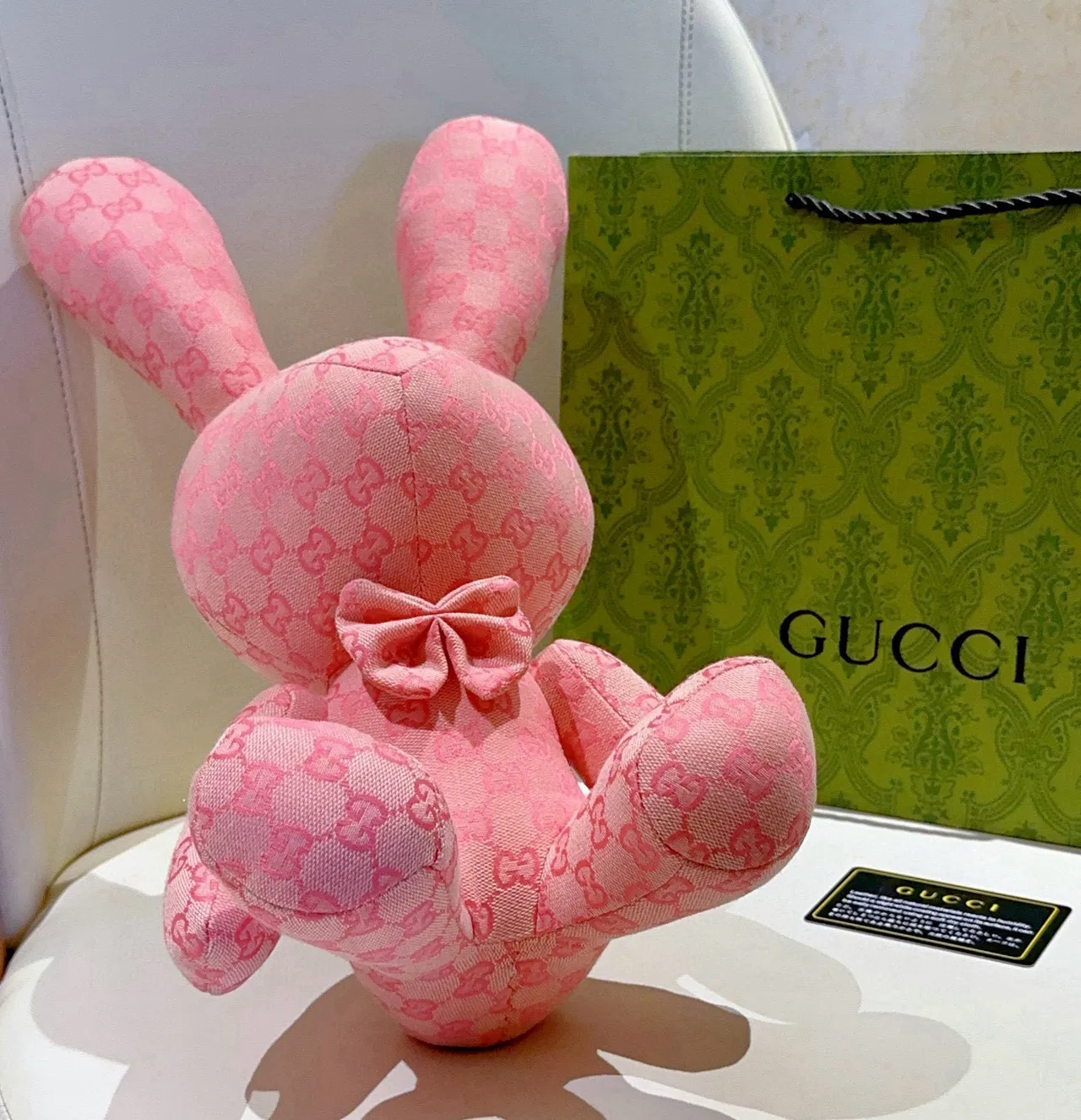 Gucci गुलाबी GG Monogram कपड़ा नरम भरा हुआ खिलौना हैंडबैग 9