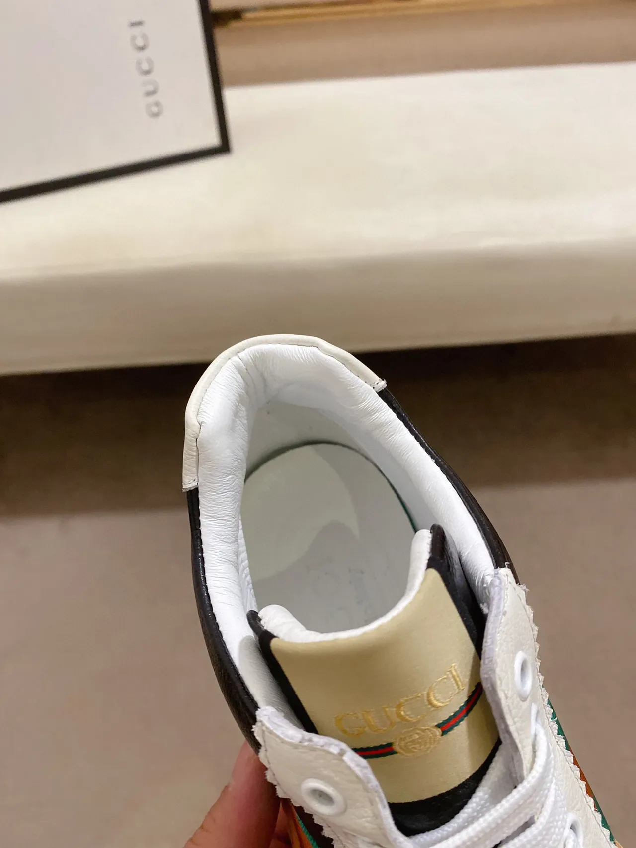 Gucci Rhyton काले भूरे हरे नारंगी Web Stripe लाइफस्टाइल स्नीकर 5