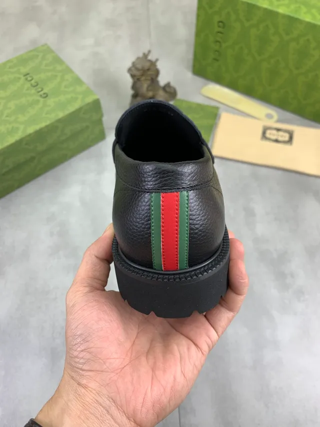 Gucci Rhyton Black Embossed GG Loafer 3