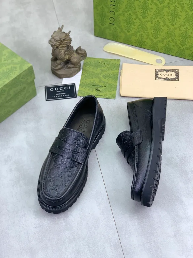 Gucci Rhyton Black Embossed GG Loafer 5