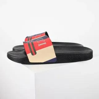 Gucci Screener Negro Multicolor Logo-Print Correa Web Stripe Detalle Zapatos