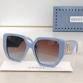 Gucci Screener أزرق بني إطار مربع كبير أسيتيت خفيف نظارات شمسية