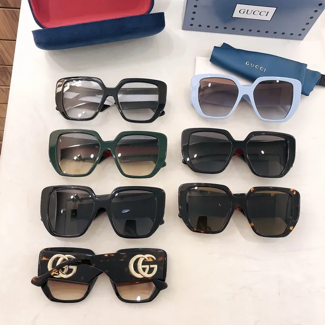 Gucci Screener Blue Brown Oversized Square Frame Light Acetate Sunglasses 3