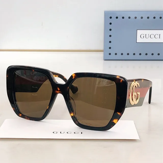 Gucci Screener Blue Brown Oversized Square Frame Light Acetate Sunglasses 8