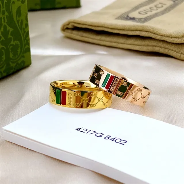 Gucci Screener Gold Red Engraved GG Monogram Web Stripe Ring 4