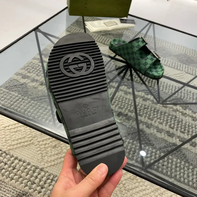 Gucci Screener Verde GG Monogram Zapatillas de Doble Hebilla 2