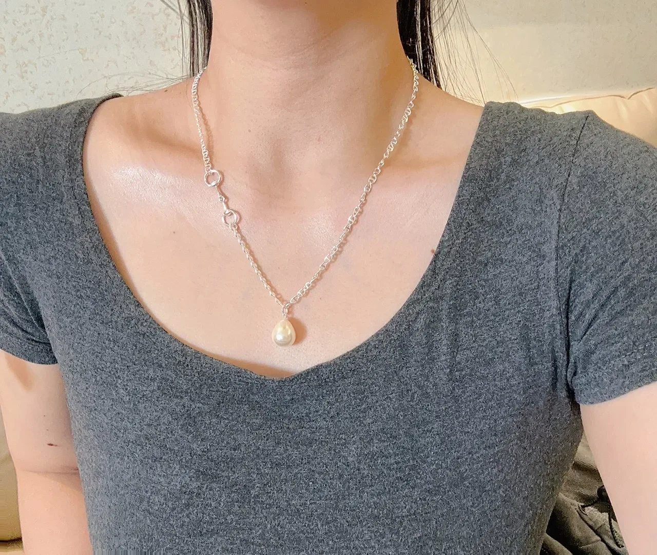Gucci Collier Chaîne Argent Pendentif Perle Simple 2