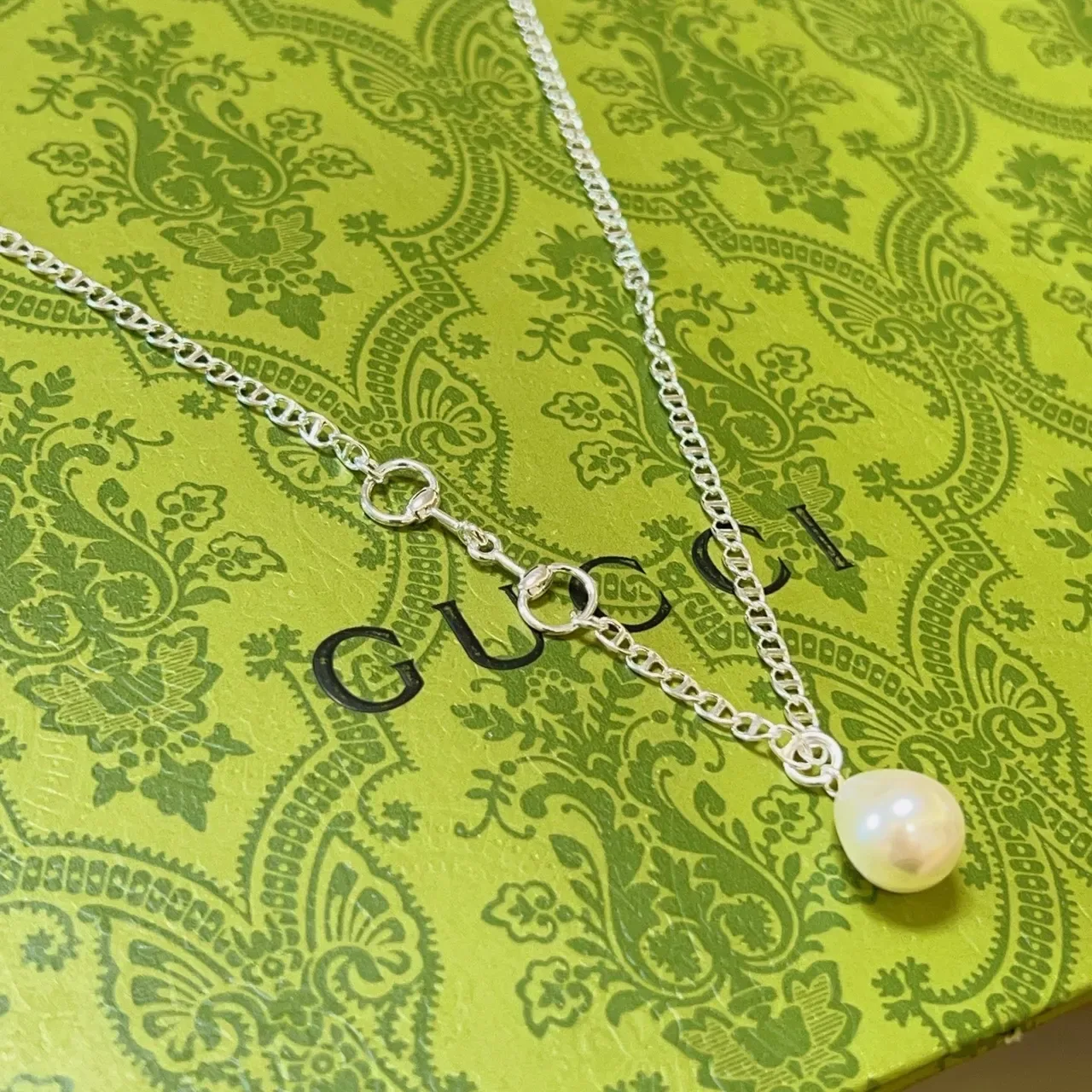 Gucci Collier Chaîne Argent Pendentif Perle Simple 4