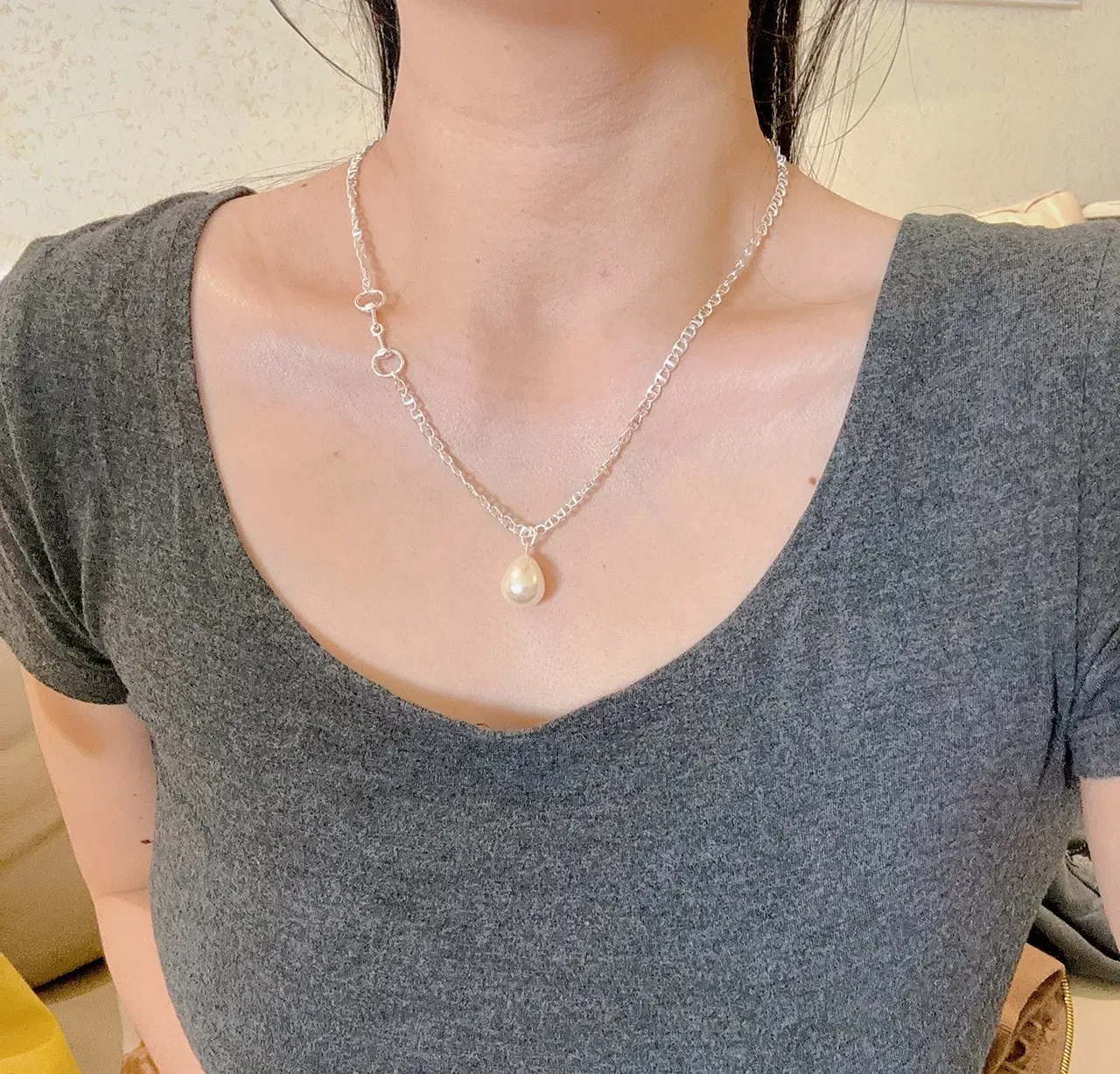 Gucci Collier Chaîne Argent Pendentif Perle Simple 5