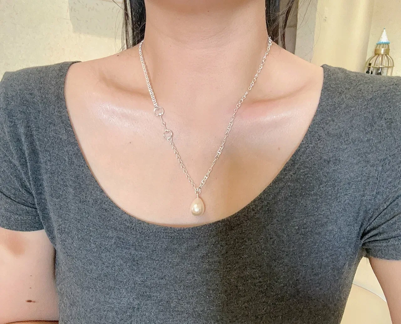 Gucci Collier Chaîne Argent Pendentif Perle Simple 8