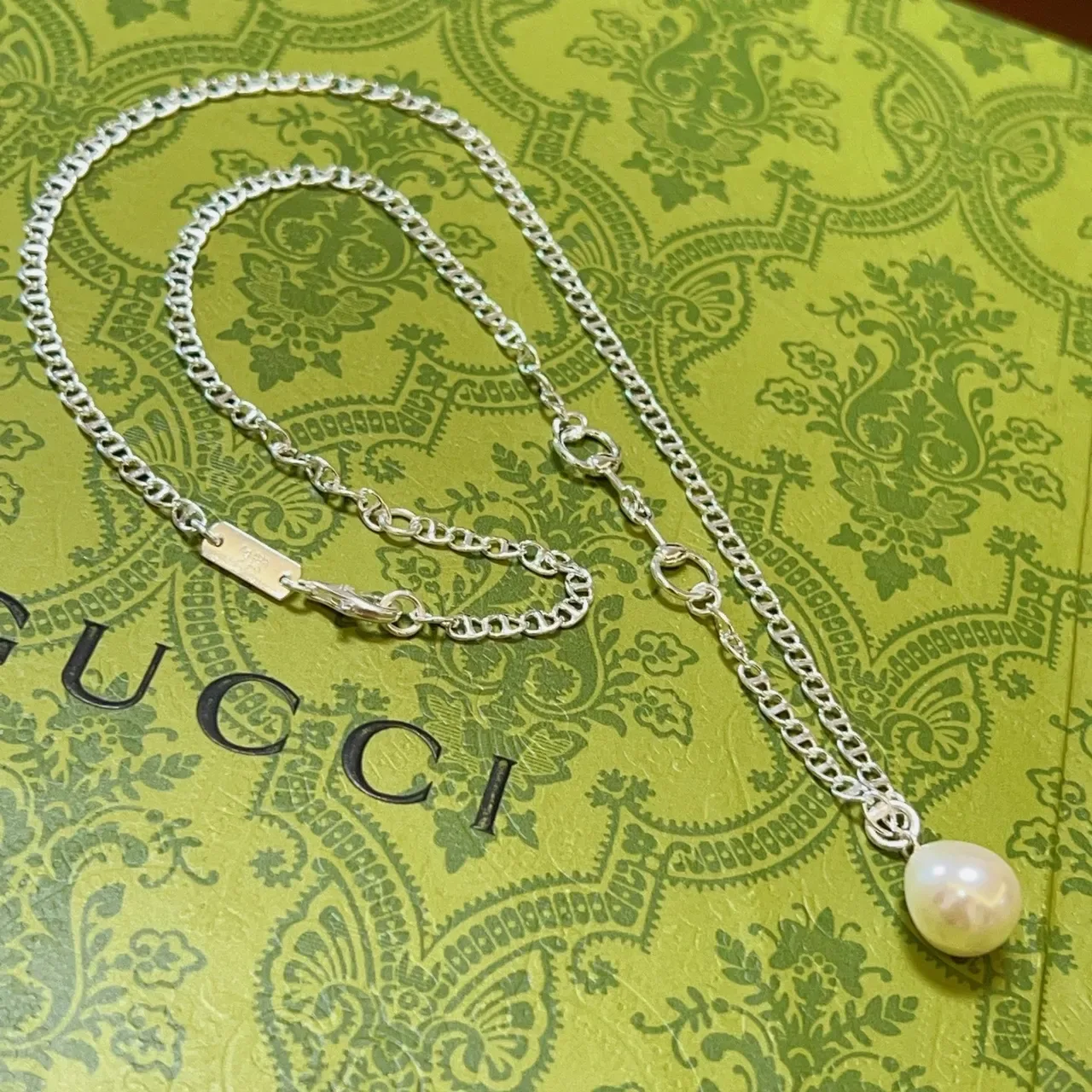 Gucci Collier Chaîne Argent Pendentif Perle Simple 9