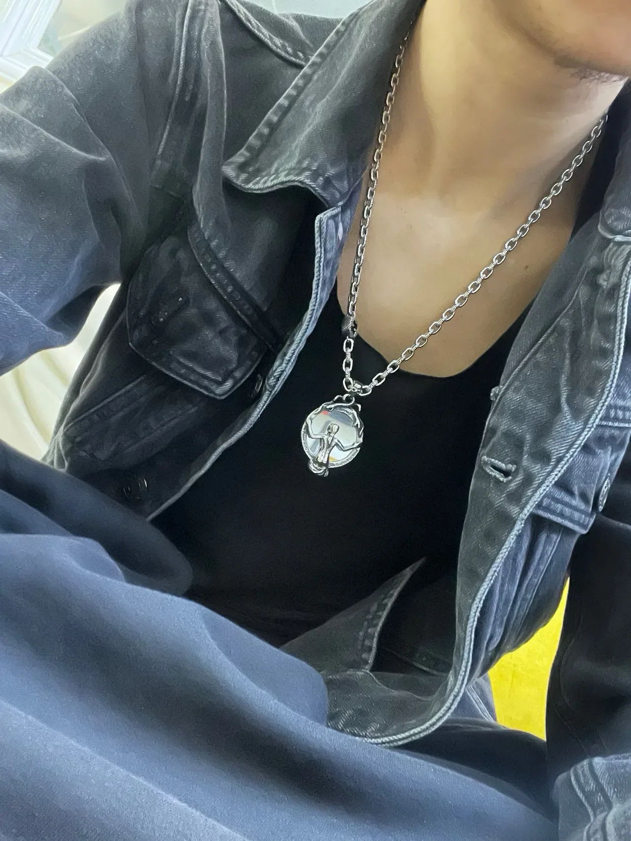 Gucci Silver-Toned Mythological Medallion Skull Chain Necklace 4