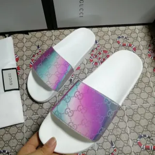 Gucci 幻彩 GG Monogram 白色拖鞋