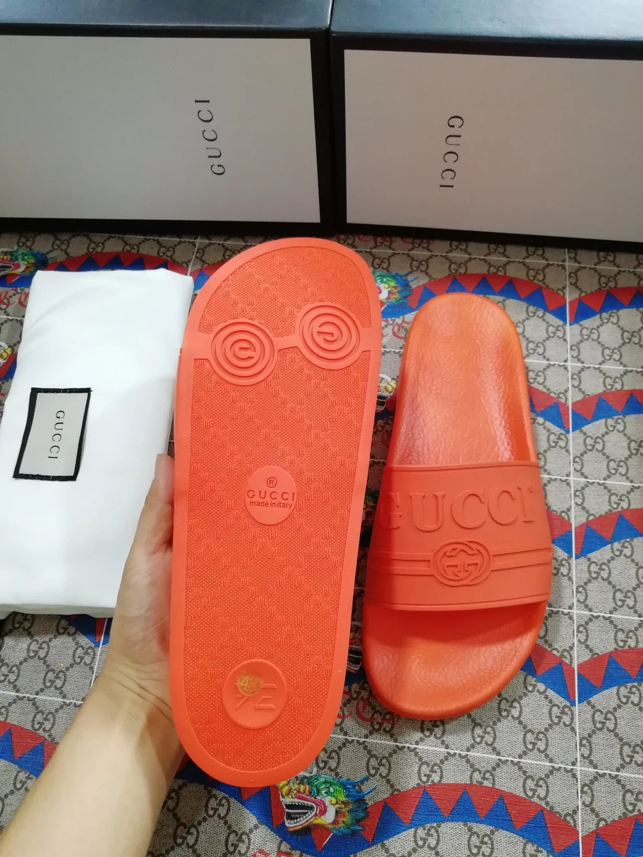 Gucci Slide Orange Molded Rubber Slippers 2