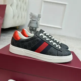 Gucci Tennis 1977 黑红网纹生活休闲运动鞋