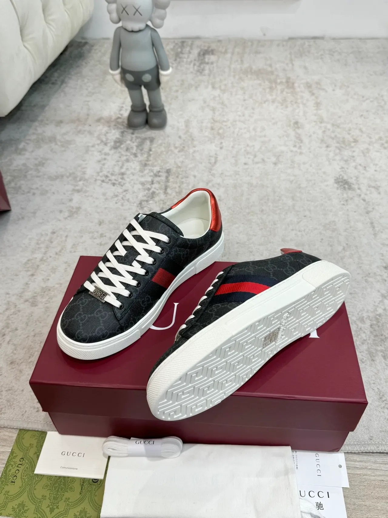 Gucci Tennis 1977 Black Red Web Stripe Lifestyle Sneakers 2