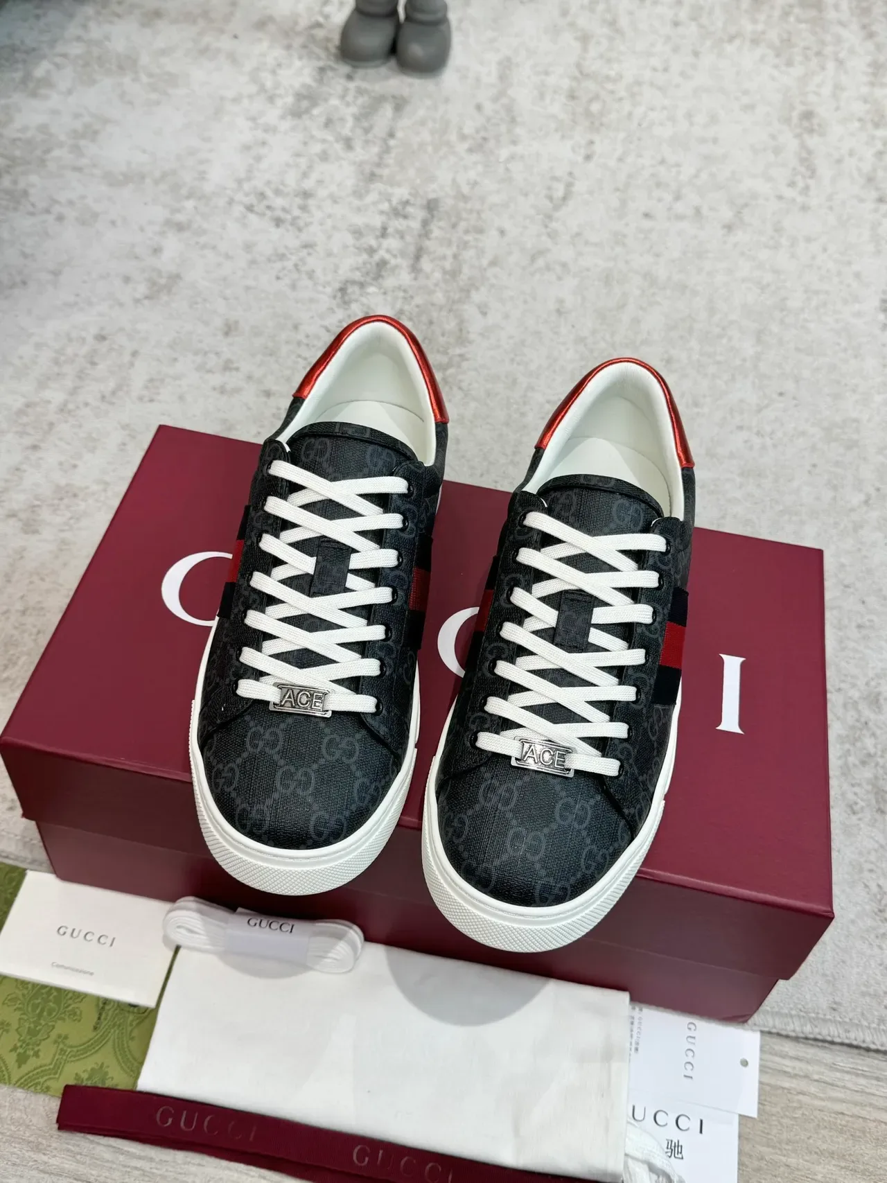 Gucci Tennis 1977 Black Red Web Stripe Lifestyle Sneakers 5
