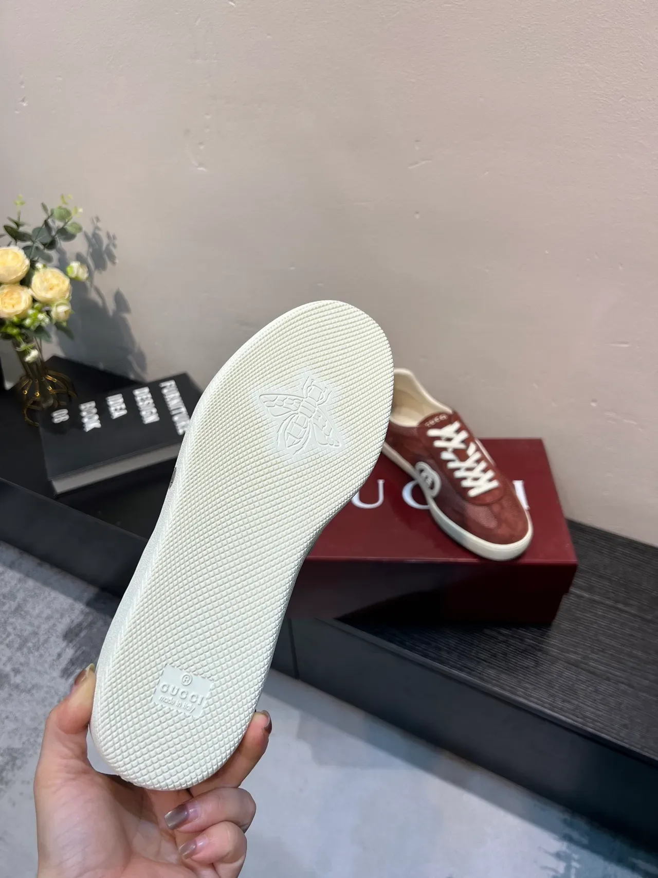 Gucci Tennis 1977 Tênis Lifestyle de Camurça e Malha Borgonha 8