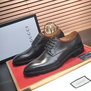 Gucci Web-Trimmed Oxford কালো লাল ক্যাপ-টো কলার অক্সফোর্ড শু