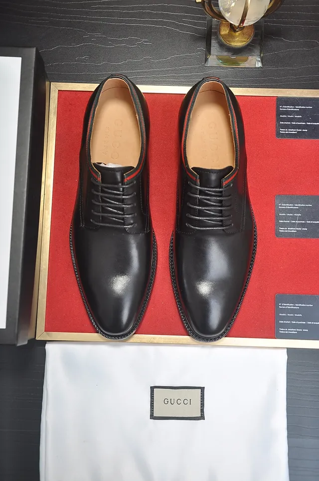 Gucci Web-Trimmed Oxford أسود أحمر كاب توي كولار أكسفورد أحذية 5