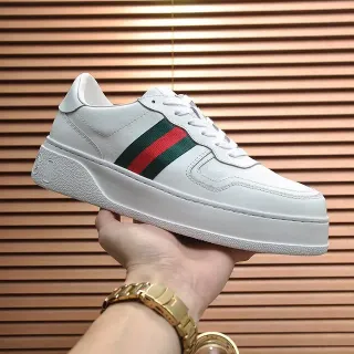Gucci 白绿皮革 Web Stripe Side Panel Lifestyle Sneakers