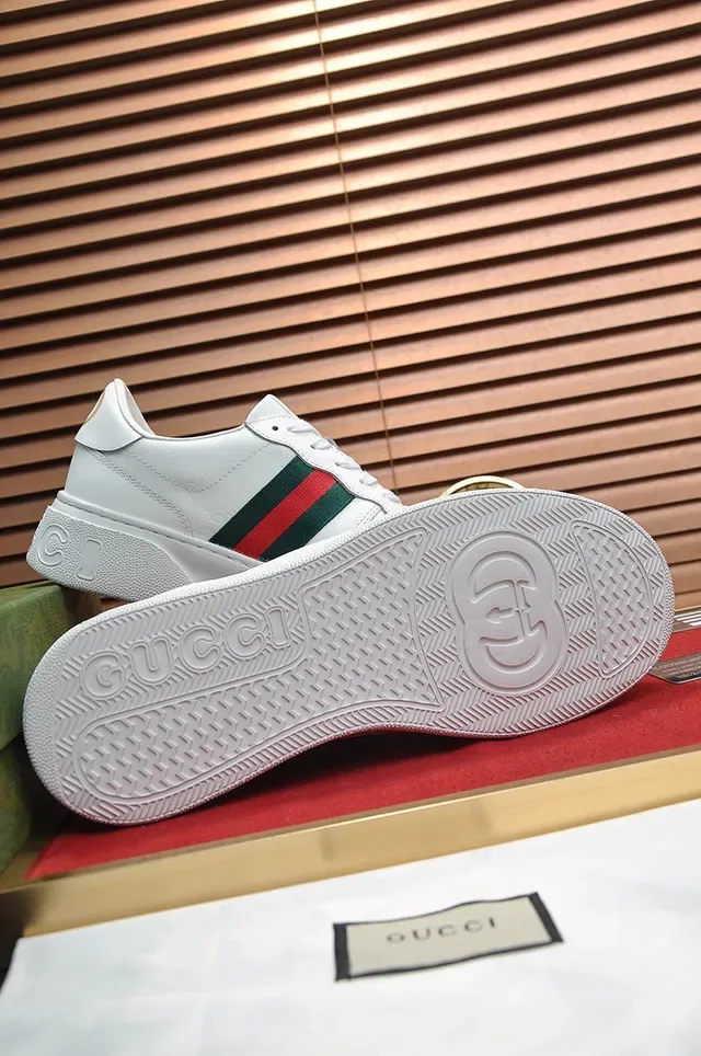 Gucci White Green Leather Web Stripe Side Panel Lifestyle Sneakers 4