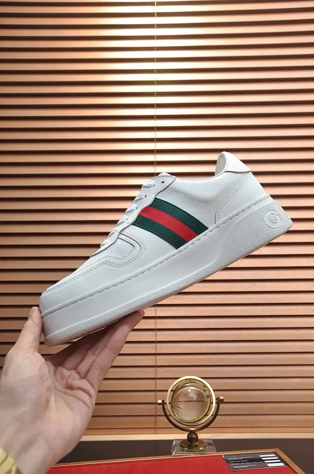 Gucci White Green Leather Web Stripe Side Panel Lifestyle Sneakers 6