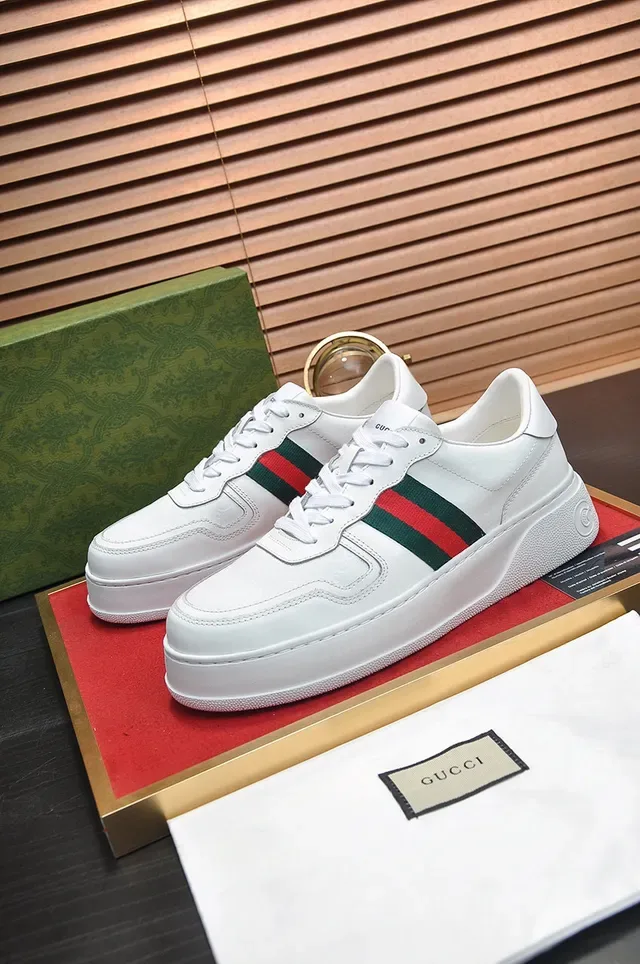 Gucci White Green Leather Web Stripe Side Panel Lifestyle Sneakers 7