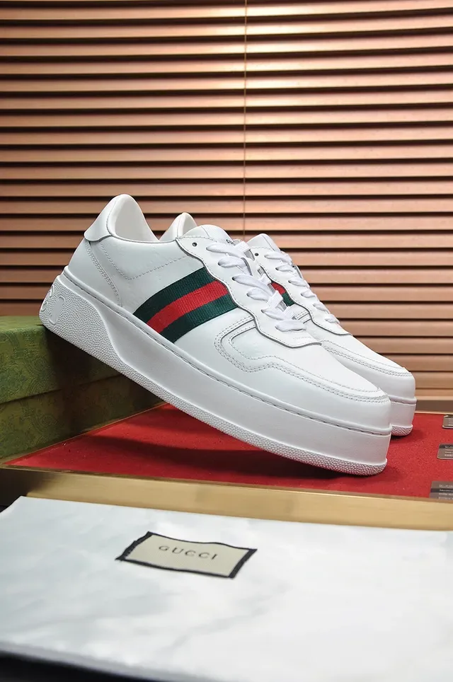 Gucci White Green Leather Web Stripe Side Panel Lifestyle Sneakers 8