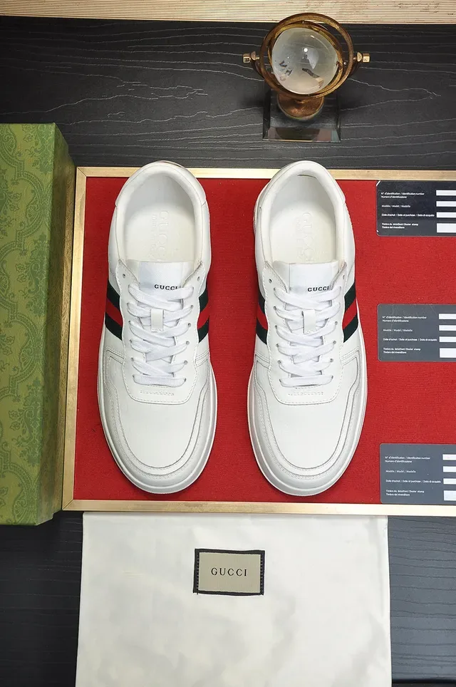 Gucci White Green Leather Web Stripe Side Panel Lifestyle Sneakers 9