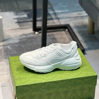 Gucci Blancs Monocromes Semelle Sculptée Baskets Chunky