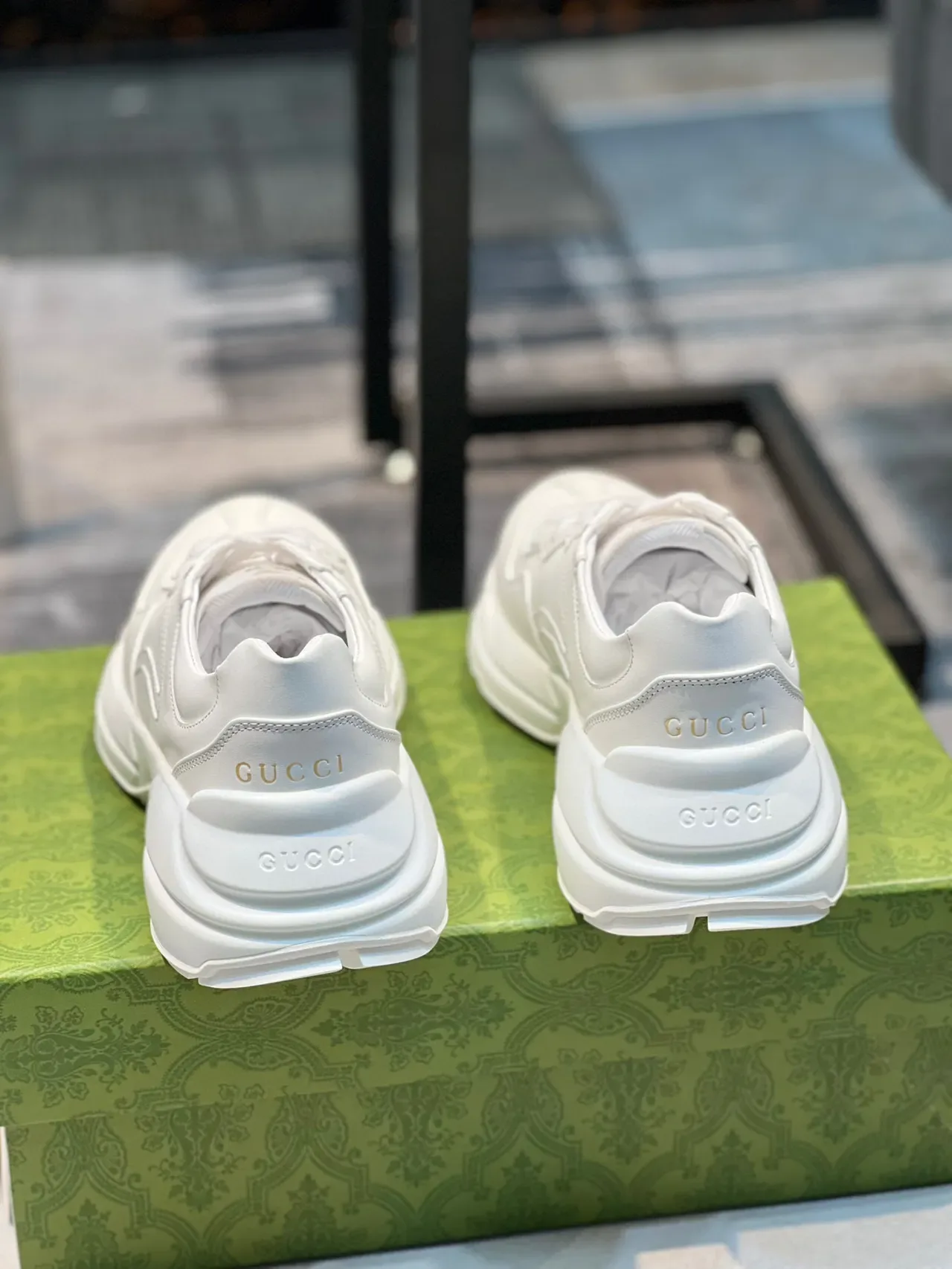 Gucci White Monochrome Sculpted Sole Chunky Sneakers 3