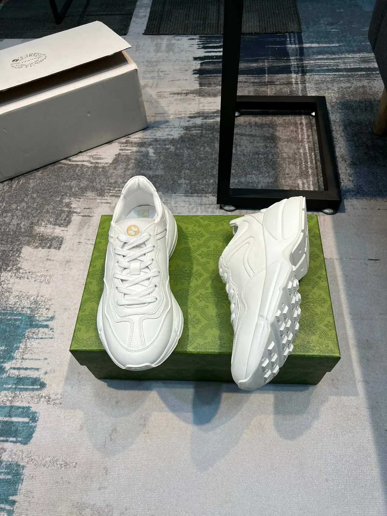 Gucci White Monochrome Sculpted Sole Chunky Sneakers 5