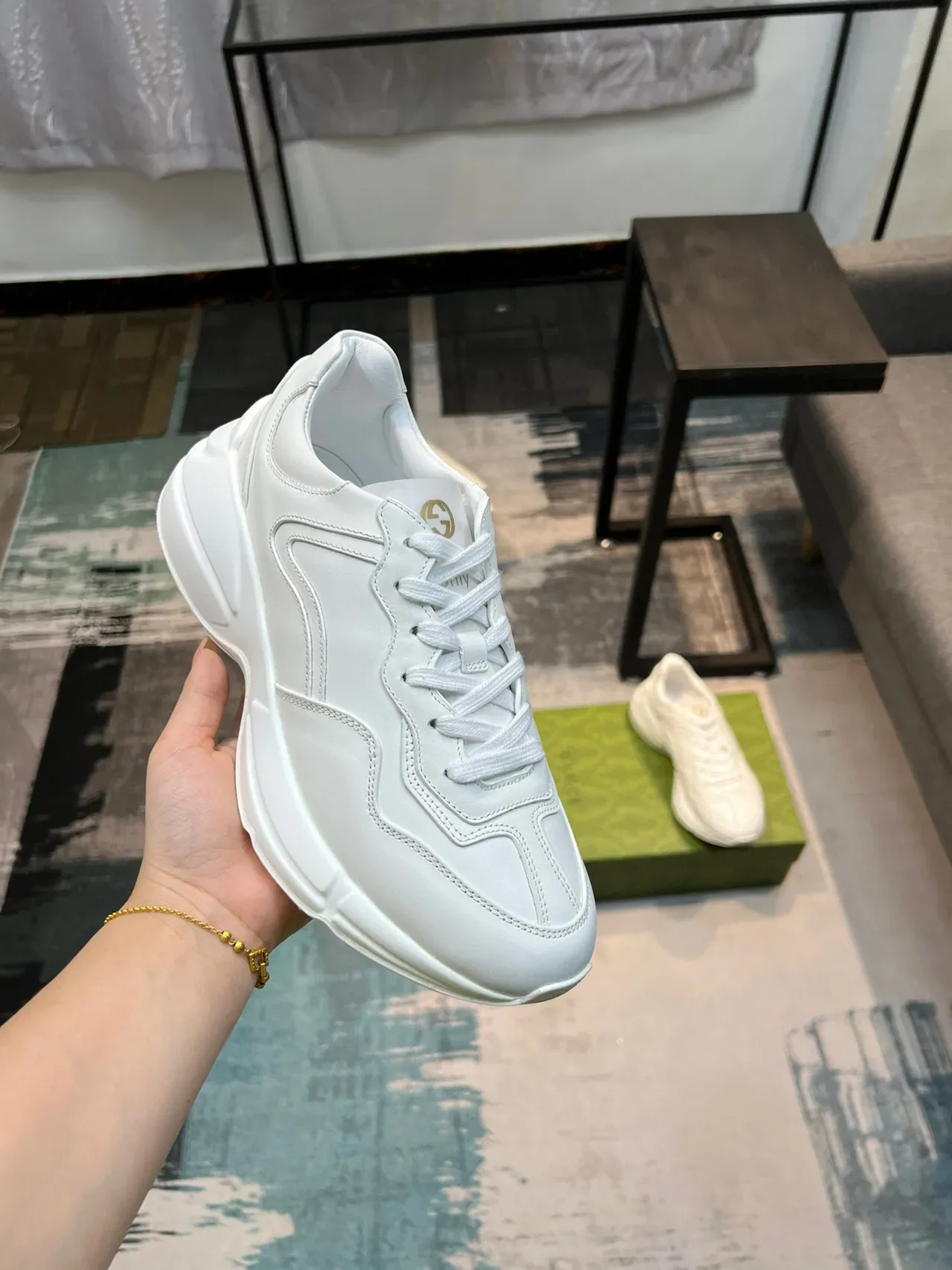 Gucci White Monochrome Sculpted Sole Chunky Sneakers 6