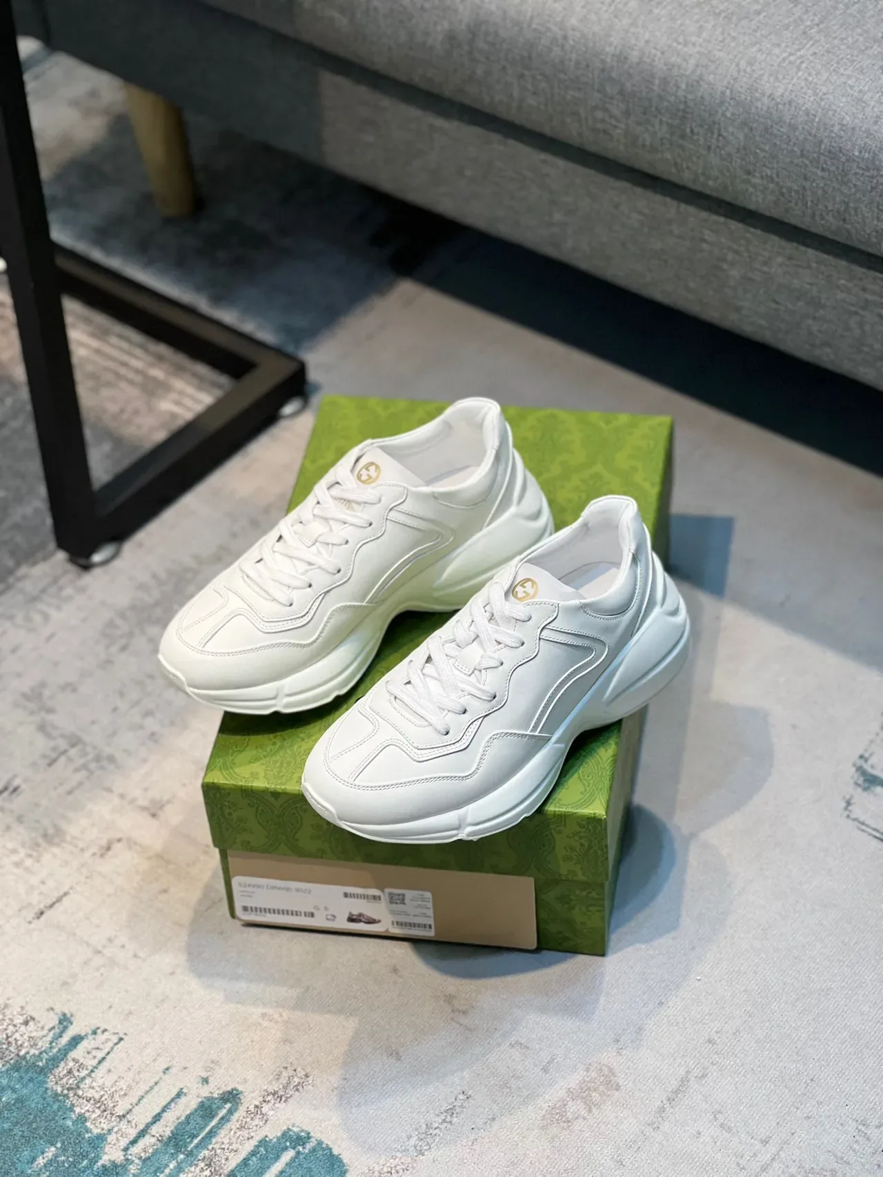 Gucci White Monochrome Sculpted Sole Chunky Sneakers 7