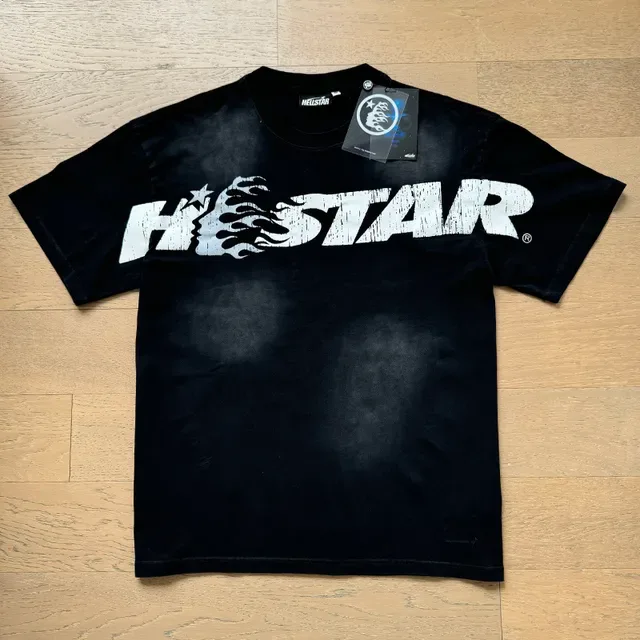 Hellstar কালো সাদা ফ্লেম-প্রিন্ট ওয়াশড ফেব্রিক ট্র্যাকসুট 2