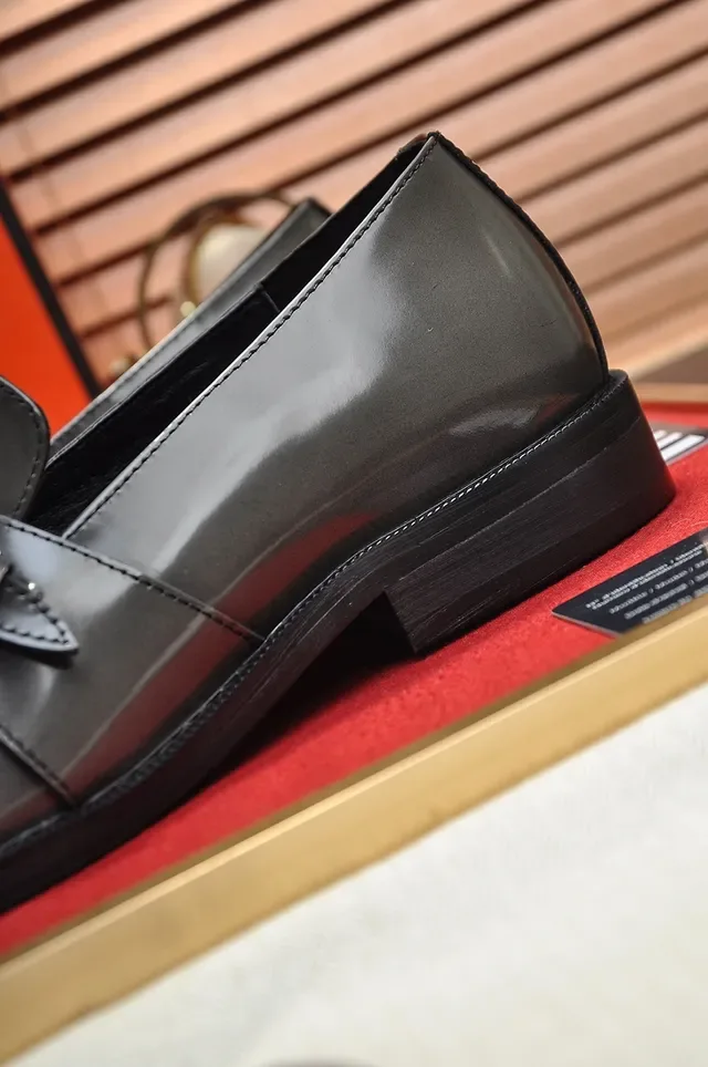 Hermès Double Monk Strap Patent Leather Gray Men's Monk Shoes 2