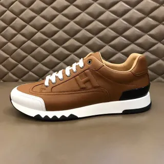 Hermès H Course বাদামী চামড়া এবং সাদা বৈপরীত্য সোল লাইফস্টাইল স্নিকার
