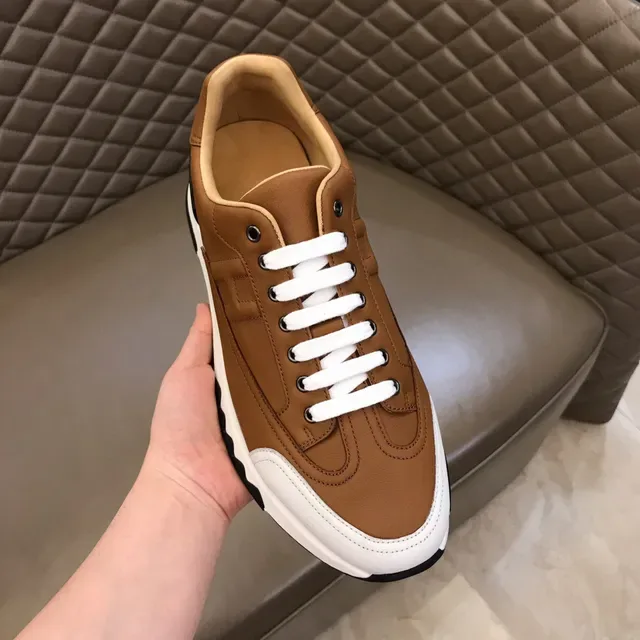 Hermès H Course Tan Leather and White Contrast Sole Lifestyle Sneaker 4