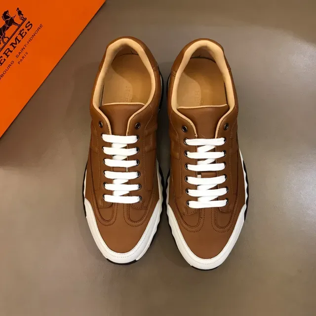 Hermès H Course Tan Leather and White Contrast Sole Lifestyle Sneaker 9